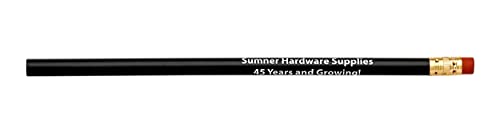 Pencil Guy Promotional Personalized Black Round Pencils | 144 to a box, Imprinted, 19 color(s) to choose from - color: Black, size: 1 Count (Pack of 144)