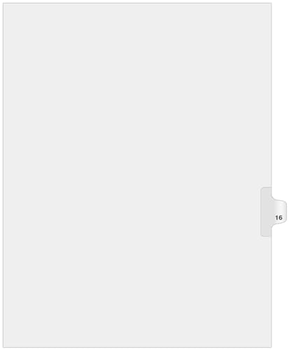 Exhibitindexes® Side Number Tabs - AVE Style Bold Font - Pack of 25 - style: Number 16