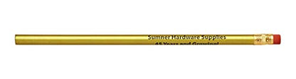 Pencil Guy Promotional Gold Round Pencils | Personalized Imprinted, 144 to a box, 19 color(s) to choose from - color: Gold, size: 1 Count (Pack of 144)