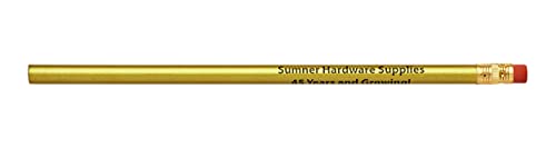 Pencil Guy Promotional Gold Round Pencils | Personalized Imprinted, 144 to a box, 19 color(s) to choose from - color: Gold, size: 1 Count (Pack of 144)