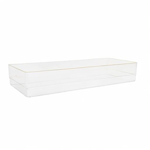 Martha Stewart Kerry Plastic Stackable Office Desk Drawer Organizers, 9" x 3", 8 Pack, with Gold Trim - size: 9" x 3"