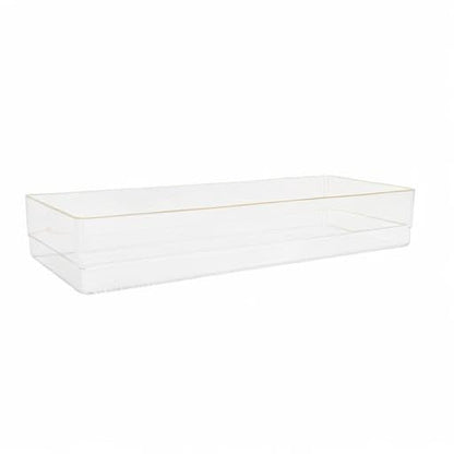 Martha Stewart Kerry Plastic Stackable Office Desk Drawer Organizers, 9" x 3", 8 Pack, with Gold Trim - size: 9" x 3"