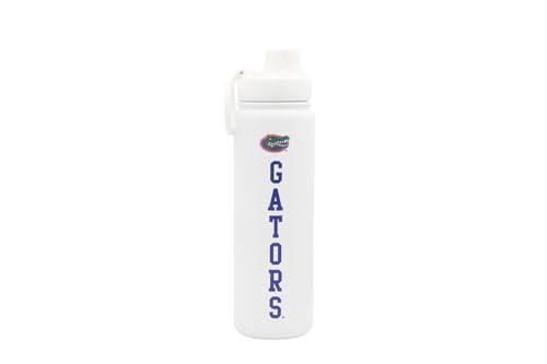 Florida Water Bottle - White Double Walled Stainless Steel 24 oz Keeps Drinks Cold or Hot - color: Florida Gators - White