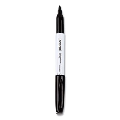Universal 43671 Pen Style Dry Erase Marker, Fine/Bullet Tip, Black (Pack of 12) - size: 12 Count (Pack of 1)