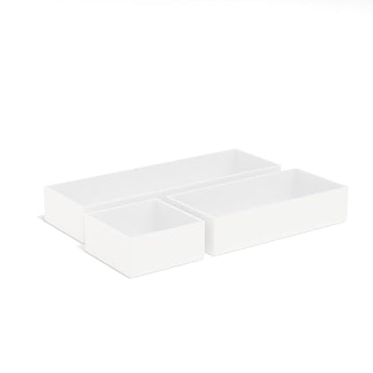 TRU RED Plastic Drawer Organizer Set, 3‑Piece, White – Modular Desk & Drawer Storage for Office Supplies