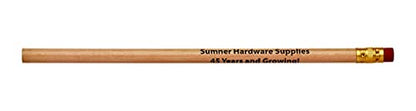 Pencil Guy Promotional Personalized Natural Round Pencils | 144 to a box, 19 color(s) to choose from, Imprinted - color: Natural, size: 1 Count (Pack of 144)