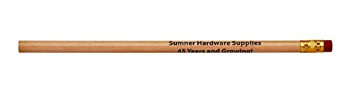 Pencil Guy Promotional Personalized Natural Round Pencils | 144 to a box, 19 color(s) to choose from, Imprinted - color: Natural, size: 1 Count (Pack of 144)