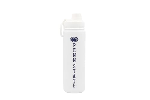 Penn St Water Bottle - White Double Walled Stainless Steel 24 oz Keeps Drinks Cold or Hot - color: Penn State - White