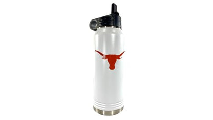 University of Texas at Austin 32oz Stainless Steel Double Walled White Beverage Bottle with Flip Straw Spout - College Gear for Playoff Season – For Office, Home or Auto – Show your Longhorn Pride - style: Texas / White
