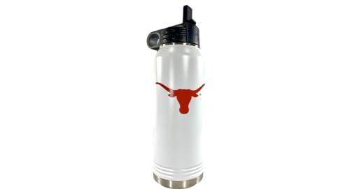 University of Texas at Austin 32oz Stainless Steel Double Walled White Beverage Bottle with Flip Straw Spout - College Gear for Playoff Season – For Office, Home or Auto – Show your Longhorn Pride - style: Texas / White