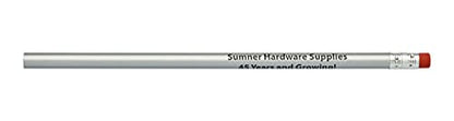 Pencil Guy Promotional Personalized Silver Round Pencils | 144 to a box, 19 color(s) to choose from, Imprinted - color: Silver, size: 1 Count (Pack of 144)