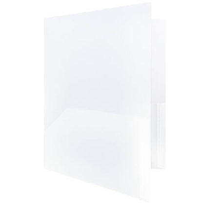JAM PAPER Plastic Color Pop Folders - 2 Pocket Durable Folders with Metal Prongs Fastener Clasps - Clear - 3/Pack - color: Clear, size: 3 Per Pack