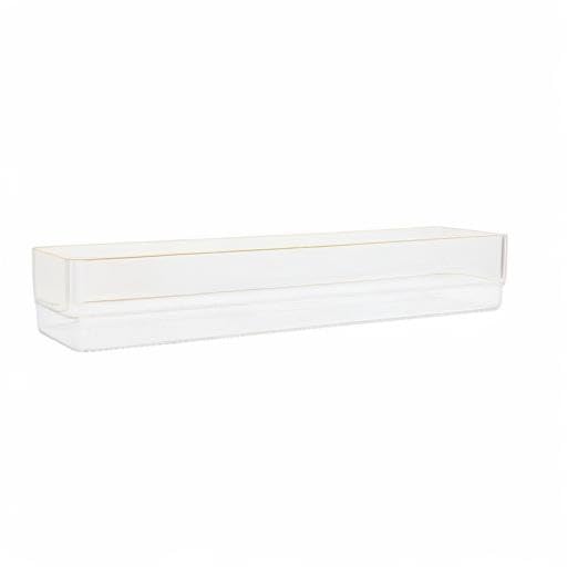 Martha Stewart Kerry Plastic Stackable Office Desk Drawer Organizers, 15" x 6", 2 Pack, with Gold Trim - size: 15" x 6"