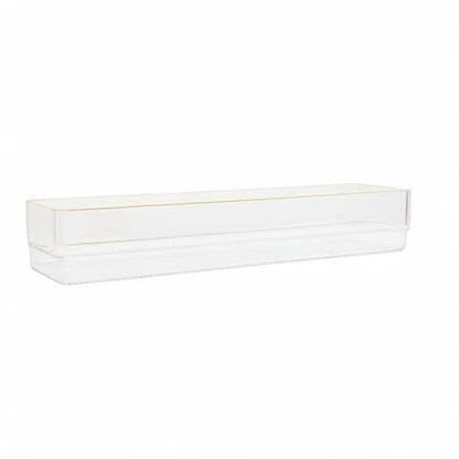 Martha Stewart Kerry Plastic Stackable Office Desk Drawer Organizers, 15" x 6", 2 Pack, with Gold Trim - size: 15" x 6"