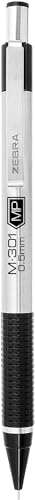 Zebra Pen M-301 Mechanical Pencil, Stainless Steel Barrel, Fine Point, 0.5mm, Black Grip, 4-Pack