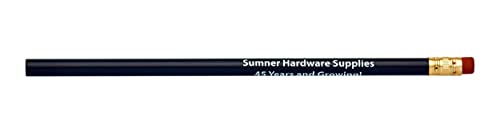 Pencil Guy Promotional Personalized Imprinted Dark Blue Round Pencils | 144 to a box, 19 color(s) to choose from - color: Dark Blue, size: 1 Count (Pack of 144)