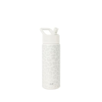 Simple Modern Kids Water Bottle with Straw Lid Vacuum Insulated Stainless Steel Metal Thermos Bottles | Reusable Leak Proof BPA-Free Flask for School | Summit Collection | 18oz, Cream Leopard - color: Pattern: Cream Leopard, style: 18oz