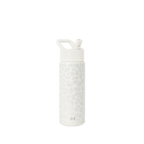 Simple Modern Kids Water Bottle with Straw Lid Vacuum Insulated Stainless Steel Metal Thermos Bottles | Reusable Leak Proof BPA-Free Flask for School | Summit Collection | 18oz, Cream Leopard - color: Pattern: Cream Leopard, style: 18oz