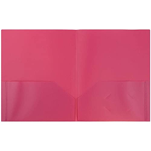 JAM PAPER Plastic 2 Pocket POP Folders - Durable School Folders - Fuchsia Hot Pink - 6/Pack - color: Pink, size: 6 Per Pack