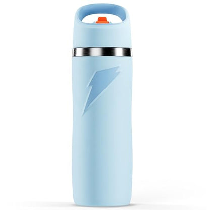 Gatorade 'Overtime' 22oz Stainless Steel Water Bottle, Straw Cap, Blue - color: Light Blue, size: 22 Ounces, style: Straw Cap