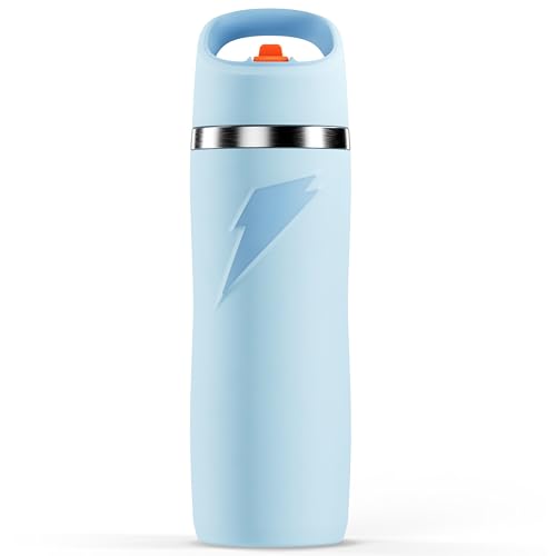 Gatorade 'Overtime' 22oz Stainless Steel Water Bottle, Straw Cap, Blue - color: Light Blue, size: 22 Ounces, style: Straw Cap