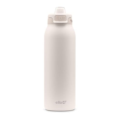 Ello Pop & Fill Insulated Stainless Steel Water Bottle with Quick Fill Lid, Leakproof Locking, Sip or Chug Spout, BPA-Free, Double Wall Vacuum Insulated for Sports, Travel & School- 22oz / 32oz / 40oz - color: Tonal Cream, style: 32oz