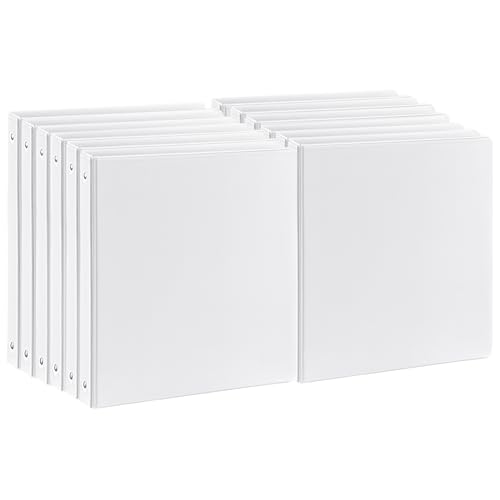 Durable 1 inch 3-Ring Binder, 1" Round Ring Binders with 2 Inside Pockets, Basic 1 in Binders, PVC- Free, Clear View Cover 1-inch-Binder Holds 8.5'' x 11''Paper for Office/School/Home（12 Pack, White - color: White, size: 1 inch, style: 12pack