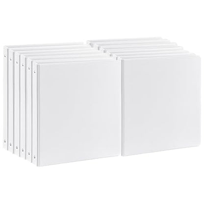Durable 1 inch 3-Ring Binder, 1" Round Ring Binders with 2 Inside Pockets, Basic 1 in Binders, PVC- Free, Clear View Cover 1-inch-Binder Holds 8.5'' x 11''Paper for Office/School/Home（12 Pack, White - color: White, size: 1 inch, style: 12pack