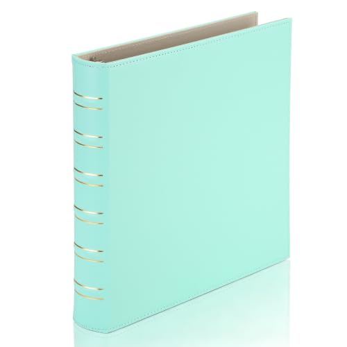 LETVPVOW Vintage Hardback 3 Ring Binder 1 Inch, Professional Leather Binder 3 Ring, Three Ring Binders Fits 8.5" x 11", D Ring Binders for Photo Album, Home, School and Office Supplies- Light Green - color: Light Green, size: 1 Inch