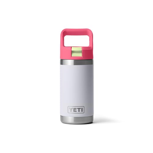 YETI Rambler Jr. 12 oz Kids Bottle, with Straw Cap - color: Mist/Pink/Grasshopper