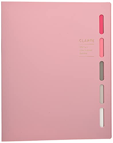 Maruman CLARTE 26‑Ring Binder with 5 Index Windows & Matching 5‑Tab Dividers, B5 Size, 7.17" x 10.12", Includes 10 Loose Leaf Ruled Sheets and Clear Storage Pocket, Holds Up to 120 Sheets, Pink - color: Pink, size: B5