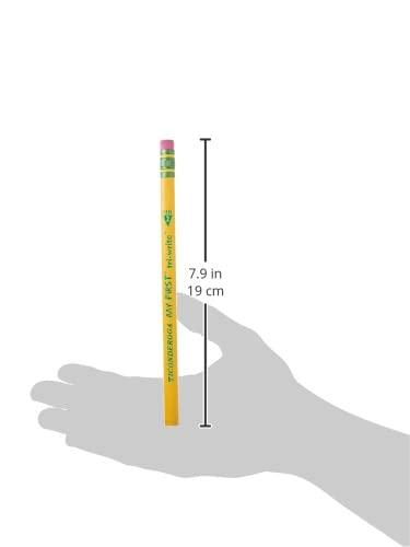 Ticonderoga My First Tri-Write Wood-Cased Pencils, Unsharpened, 2 HB Soft, With Erasers, Yellow, 36 Count