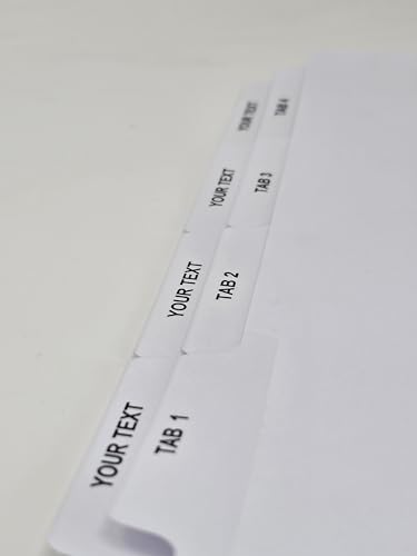 Bulk Custom Binder Dividers (Tabs) – Personalized White Plastic Index Divider Tabs with Your Text – 1/4 Cut, 1/5 Cut, 1/6 Cut – 100, 200 & 300 Sets (100, 1/5 Cut) - size: 1/5 Cut