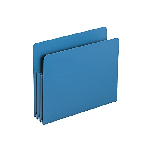 Smead Poly File Pocket, Straight-Cut Tab, 3-1/2" Expansion, Letter Size, Blue, 4 per Box (73503) - color: Blue