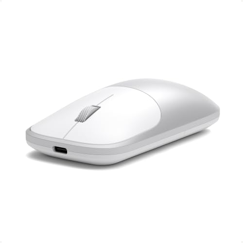 Satechi Slim EX Wireless Mouse, Multi-Device Bluetooth & 2.4GHz Connection for macOS, Windows, iPadOS, and Android, Quiet Clicks, Anodized Aluminum Shell, USB-C Rechargeable Battery, Silver - color: Silver