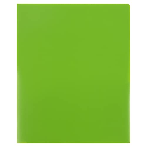 JAM PAPER Heavy Duty Plastic 2 Pocket Extra Tough School Folders - Lime Green - 6/Pack - color: Lime Green, size: 6 Per Pack
