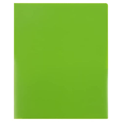 JAM PAPER Heavy Duty Plastic 2 Pocket Extra Tough School Folders - Lime Green - 6/Pack - color: Lime Green, size: 6 Per Pack