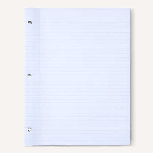 Amazon Basics Loose Leaf Paper, College Ruled Reinforced, 150 Sheets, 11" x 8.5", White, No Binding