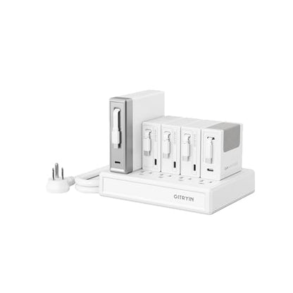 Gitryin Modular Laptop Charging Station, 140W, 3 * 65W, 40W Retractable USB C Chargers, 10 Type C Ports with Cooling Power Strip, 375W Charging Hub