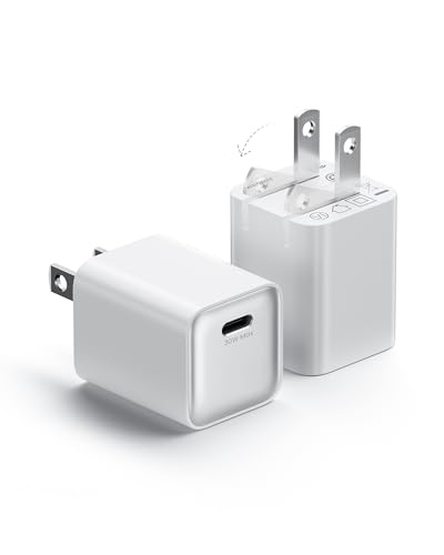 wegear 30W Compact Wall Charger, USB C Charger Block with GaN III Tech, PD3.0 PPS QC4.0 Fast Charging Foldable Power Adapter for iPhone 17 16 15, Galaxy, Pixel, iPad, AirPods (White, 2 Pack) - color: White, size: 2 Pack
