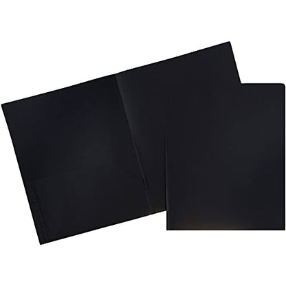 JAM PAPER Plastic 2 Pocket POP Folders - Durable School Folders - Black - 6/Pack - color: Black, size: 6 Per Pack