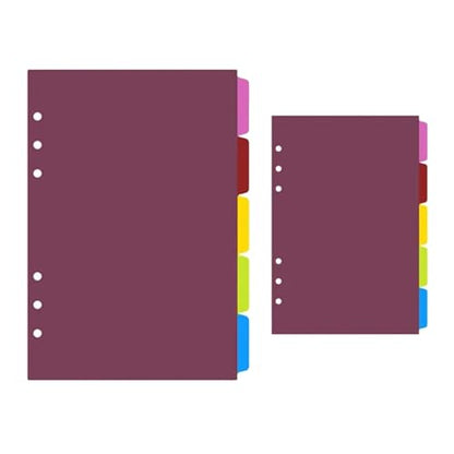 4Set 5pcs/Set A5 Loose Leaf Spiral Binder Index Separator PP Colorful 6 Hole Page Dividers for Diary Book Students Stationery Gifts