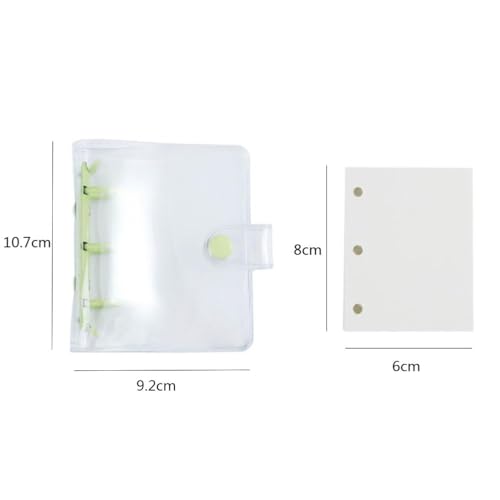 2 Pcs Mini 3 Ring Binder Covers with Mini Binder Inner Paper Pockets Clear PVC Notebook Loose Leaf Binder Round Ring Protector Binder Pockets