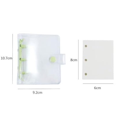 2 Pcs Mini 3 Ring Binder Covers with Mini Binder Inner Paper Pockets Clear PVC Notebook Loose Leaf Binder Round Ring Protector Binder Pockets