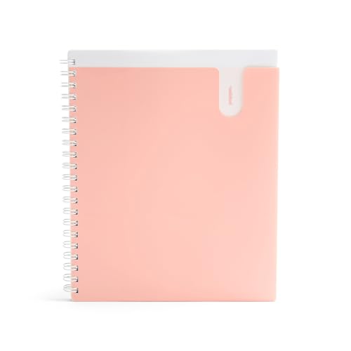 Poppin Spiral Notebook, 1-Subject College Ruled Notebook, Translucent Front Cover Pocket for Added Storage, 80 Sheets, Easy Tear Pages (Blush Pink, 1-Subject) - color: Blush Pink, size: 1-Subject