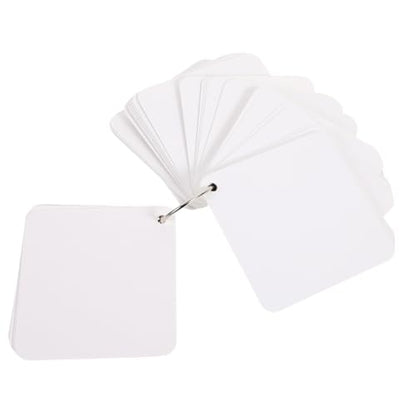 Blank Flash Cards with Metal Binder Rings Pre-punched Index Notecards for Studying Note-taking Crafting Heavy Duty Cardstock Cards Includes Rings - size: 7.80X7.80X0.01CM