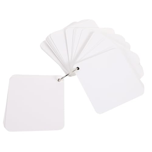 Blank Flash Cards with Metal Binder Rings Pre-punched Index Notecards for Studying Note-taking Crafting Heavy Duty Cardstock Cards Includes Rings - size: 7.80X7.80X0.01CM