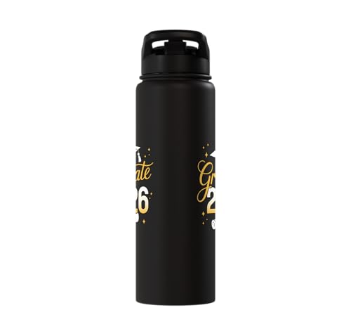 Graduate 2026 for class of 2026 graduation Stainless Steel Insulated Water Bottle - color: Black