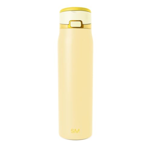 Simple Modern Mesa Loop Water Bottle with Covered Straw and Handle | 24oz Cup Holder Friendly Insulated Stainless Steel Bottles for Travel, Sports and School | Lemoncello - color: -Lemoncello, size: 24 Ounces