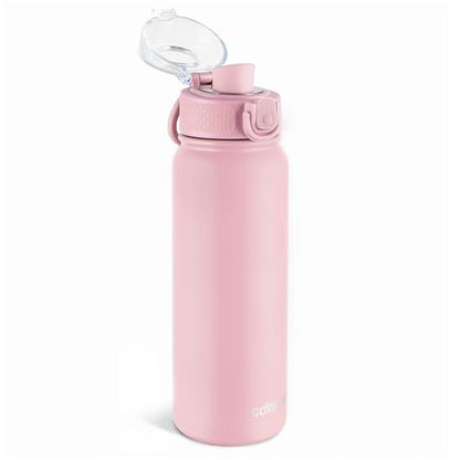 GOPPUS Insulated Water Bottle 20oz Stainless Steel BPA-Free Sports Bottle Ideal for School and Travel Silicone Spout Lid Prevents Leaks, Sweat, and Dust (Pink) - color: Pink